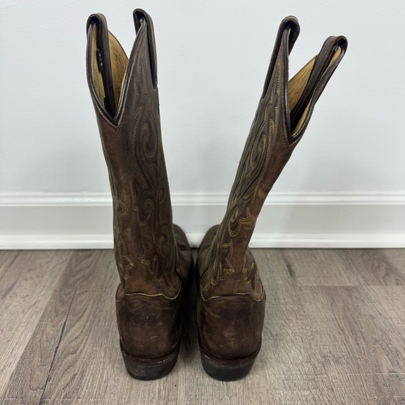 Justin Boots Men’s Leather Western Size 9.5 D Style 2253 Brown Cowboy Round Toe - Picture 6 of 11